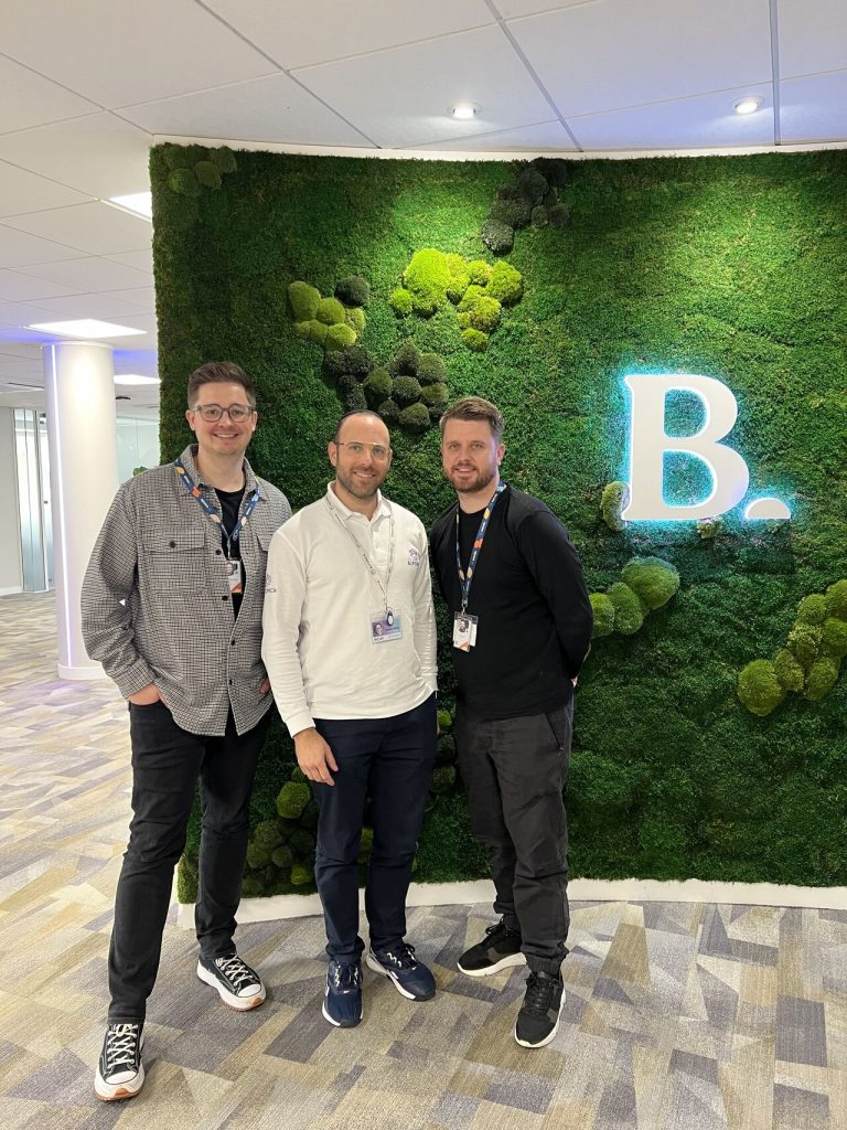 James Harman, Account Manager (Wonde UK); Sammy Netzer, Head of Partnerships (Alfonica); and Sam Dew, Business Development Manager (Wonde UK), pictured at Wonde’s headquarters in Suffolk.