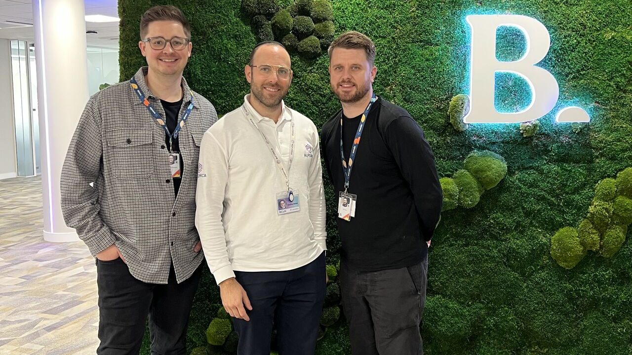 James Harman, Account Manager (Wonde UK); Sammy Netzer, Head of Partnerships (Alfonica); and Sam Dew, Business Development Manager (Wonde UK), pictured at Wonde’s headquarters in Suffolk. 